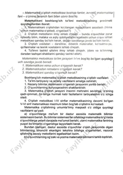 boshlang`ich sinf matematika kursi — DOCX