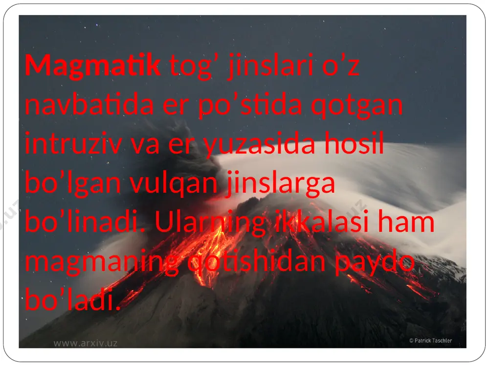 tog’ jinslarining hosil bo’lishiga ko’ra turlari - Page 4