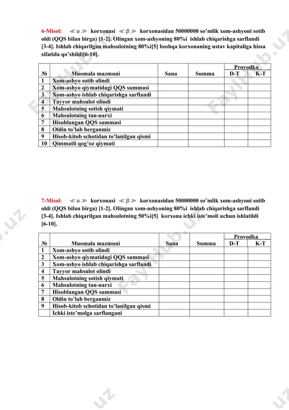summasi 8 oldin to’lab berganmiz 9 hisob-kitob schotidan to’lanilgan qismi ichki iste’molga sarflangani