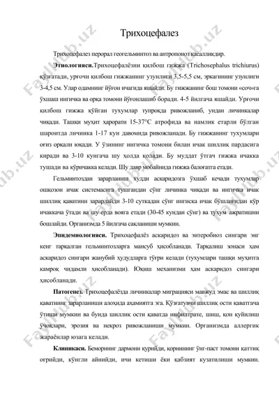трихоцефалез — DOC