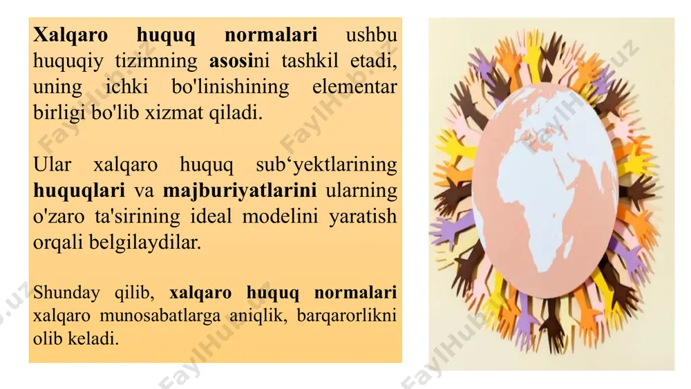 mazmunining kelishilgan xususiyatiga mos keladigan manbalar (shartnoma, odat, xalqaro konferentsiyalar va xalqaro tashkilotlar aktlari). xalqaro huquqiy normalar davlatlarning pozitsiyalari va manfaatlarini muvofiqlashtirish natijasida yaratiladi ("irodani muvofiqlashtirish"usuli). bunday kelishuvga erishish ko'pincha murosa, davlatlarning muayyan masalalar bo'yicha bir-biriga mutanosib imtiyozlari bilan bog'liq. aslida, memorandum ko'pincha shartnomani tuzishdan oldin dastlabki bosqich bo'lib xizmat qiladi, asosiy shartlarni batafsil bayon qiladi, ammo ularni bajarish majburiyatisiz. shartnoma huquqiy majburiy munosabatlarni yaratish uchun tomonlarni rasmiylashtiradi va konkretlashtiradi. emorandum - yuridik kuchga ega bo'lmagan bitim... shartnoma qonuniy majburiy hujjatdir. angliya-eron neft kompaniyasini milliylashtirish bo'yicha nizo bmt xalqaro sudiga topshirildi. kompaniya manfaatlarini himoya qilgan buyuk britaniya, sud, nizoni ko'rib chiqish huquqiga ega ekanligini ta'kidladi, chunki eron hukumati va yuqorida aytib o'tilgan kompaniya o'rtasida xalqaro shartnoma mavjud. xalqaro huquqda xalqaro shartnoma qanday tushuniladi? xalqaro shartnomaning zarur xususiyatlari nimadan iborat? eron hukumati va angliya-eron neft kompaniyasi o'rtasidagi shartnoma xalqaro shartnomami? 2001-yil 21-dekabrda a davlati rasmiy hukumati b davlati elchisi a.qodirovni persona …