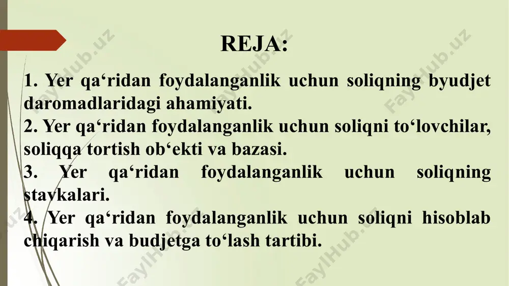 qazib olishni, mineral xom ashyodan va (yoki) texnogen mineral hosilalardan foydali komponentlarni ajratib olishni amalga oshiruvchi yuridik va jismoniy shaxslar soliq solish maqsadida yer qa’ridan foydalanuvchilar deb e’tirof etiladi. 450-modda. soliq solish ob’ekti foydali qazilmani qazib olish (ajratib olish) hajmi yer qa’ridan foydalanganlik uchun soliq solish ob’ektidir. qazib olingan (ajratib olingan) foydali qazilmaning hajmi foydali qazilmalarning haqiqiy yo’qotishlarini hisobga olgan holda aniqlanadi. 450-modda. soliq solish ob’ekti foydali qazilmaning zaxirasi qaysi foydali qazilmaning miqdoriga kamaytiriladigan bo’lsa, o’sha foydali qazilmaning hisoblangan miqdori va foydali qazilmani qazib olishning (ajratib olishning) to’liq texnologik sikli yakunlangach aniqlangan, haqiqatda qazib olingan (ajratib olingan) foydali qazilma miqdori o’rtasidagi farq foydali qazilmaning haqiqiy yo’qotishlaridir. soliq solish ob’ekti foydali qazilmaning har bir turi bo’yicha alohida aniqlanadi. 450-modda. soliq solish ob’ekti quyidagilar soliq solish ob’ektidir: - qazib olingan (ajratib olingan) foydali qazilmalar (shu jumladan birga qo’shilib chiqadigan) foydali qazilmalardan, mineral xom ashyodan, texnogen mineral hosilalardan ajratib olingan foydali komponentlar; - …