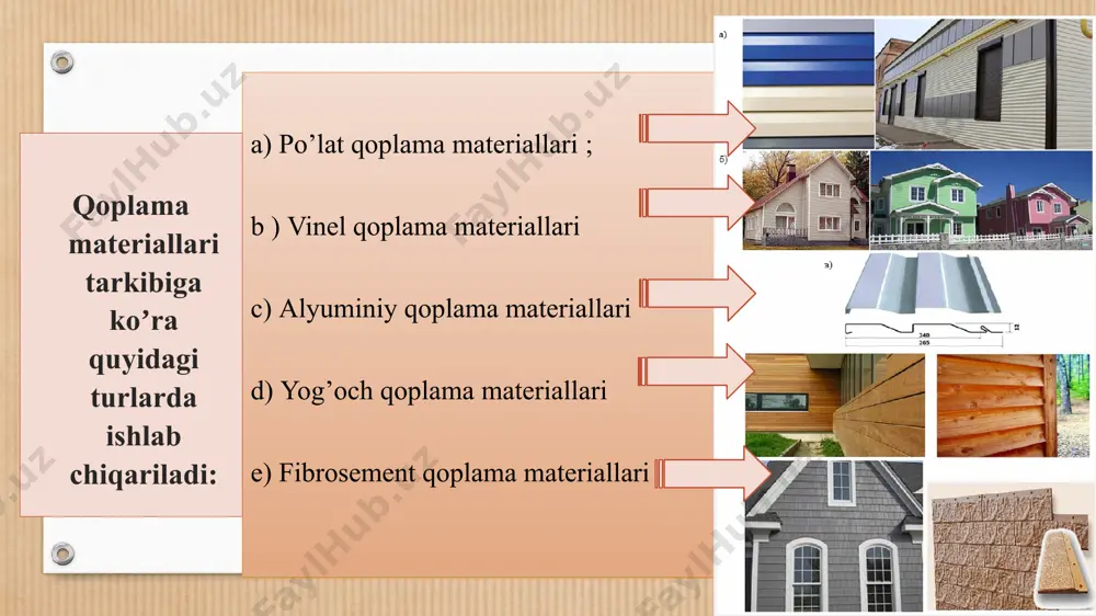 bu panelni tejash uchun yaratilgan tabiiy materialga taqlid deb hisoblaydi. lekin, aslida, bu mutlaqo to'g'ri emas. qoplama materiallar tufayli biz fasaddan foydalanish jarayonini soddalashtira olamiz, tabiiy yog'ochdan farqli o'laroq, u namlikka, mog'or va chirishga chidamli va yonmaydigan material. shuning uchun, agar yog'och qoplamani muntazam ravishda himoya birikmalar bilan ishlav kerak bo'lsa, unda pvx paneli bilan hech narsa qilish kerak emas. atrof-muhit muhofazasi: qoplama materialni ishlab chiqarishda hech qanday daraxt zarar ko'rmaydi. yer yuzidagi hozirgi murakkab tabiiy-iqlim sharoitida havoni tozalaydigan va tuproqning suvsizlanishiga yo‘l qo‘ymaydigan o‘rmonlarni asrab-avaylash juda muhim. uyning yog'och fasadini qoplaganimizda, biz ekologik toza material tanlayotgandek bo’lamiz, lekin buni amalga oshirish uchun o'rmonlar kesiladi. boshqa tomondan qoplama materialni ishlab chiqarilgan pvx qayta ishlanishi mumkin. tabiiy tosh, g'isht va yog'ochdan farqli o'laroq, pvx qayta ishlanishi mumkin. fasad panellari ishlab chiqarilgan polipropilen ham 4 martagacha butunlay qayta ishlanishi mumkin. qayta ishlangan materiallardan supurgi, cho'tka, avtomobil akkumulyatori qutilari, akkumulyator kabellari, signal chiroqlari, …