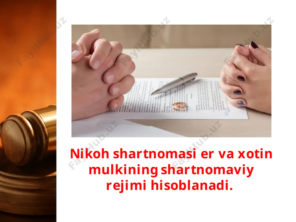 er va xotin mol-mulkining shartnomaviy tartibi 11-sinf - Page 3