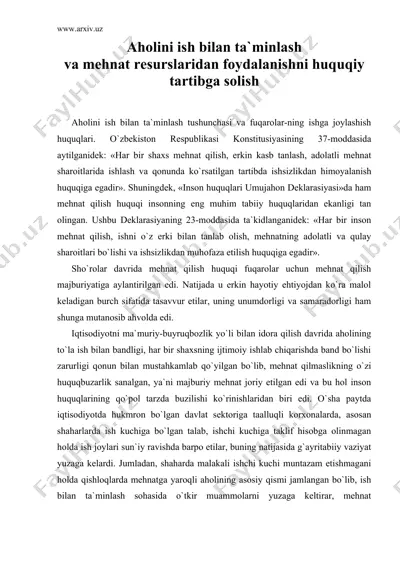 аhоlini ish bilаn tа`minlаsh — DOC