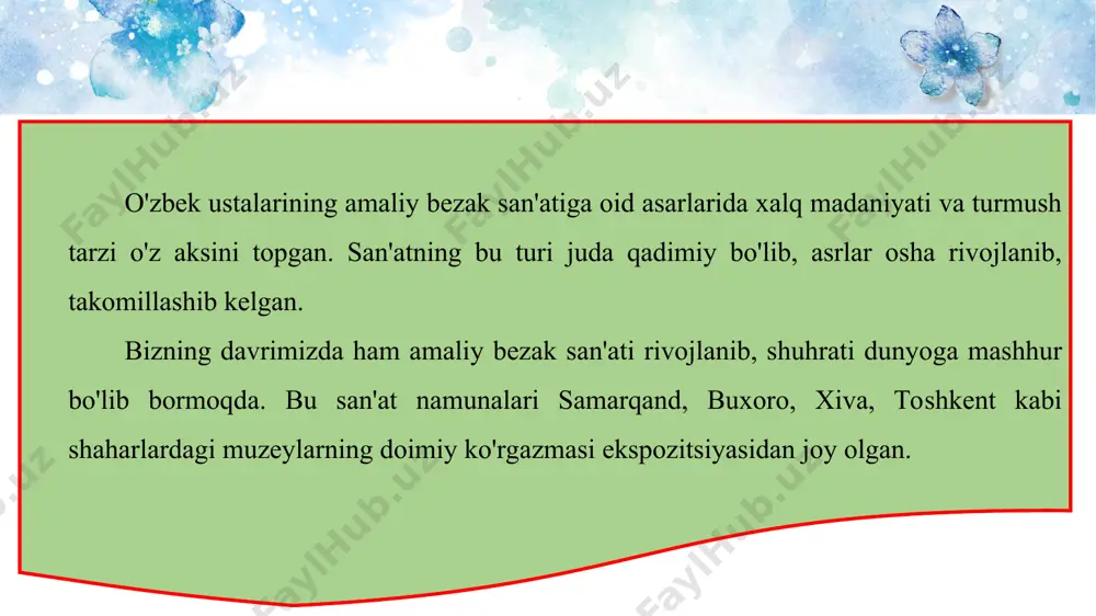 5-mavzu o'zbekistonning amaliy bezak san'atida ramziy shakllar 7-sinf - Page 4