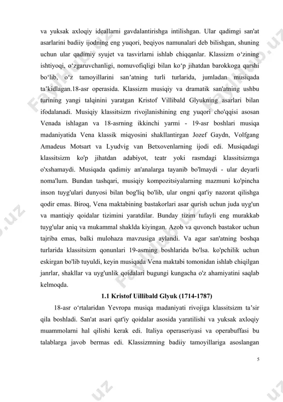 an, mashhur chex musiqachilari rahbarligida nazariyani o'rgangan. keyinchalik, milanda, gluck italyan musiqasi bilan tanishdi. bu yerda u mashhur bastakor va organist jovanni battista sammartinidan saboq oldi (taxminan 1700-1775); aynan sammartini unga orkestrni ajoyib tarzda egallashni o'rgatgan. italiyada glyuk o'zining birinchi operalarini yozgan (ular opera seriyasi janrida yozilgan). londonda bo'lganida (1745) glyuk handel bilan uchrashdi va nemis ustasining musiqasi unda katta taassurot qoldirdi. opera truppasi tarkibida bastakor evropaning ko'plab shaharlariga tashrif buyurdi. nihoyat, 1752 yilda u vena shahriga joylashdi va 1754 yilda saroy bastakori lavozimini egalladi.bu vaqtga kelib glyuk mashhur operalar muallifi, teatrda tajribaga ega, italyan, fransuz va nemis tillarini chuqur bilgan. opera an'analari. asta-sekin bastakor operani o'zgartirish kerak degan xulosaga keldi. yangi qoidalar boʻyicha yaratilgan birinchi operalar: “orfey va evridika” (1762), “alceste” (1767), “parij va yelena” (1770). glyuk ularni italyan shoiri va dramaturgi raneri da kalzabidgi (1714-1795) matnlariga yozgan. bu musiqa bastakori va librettist o'rtasidagi opera yaratish jarayonida hamkorlikning birinchi …
