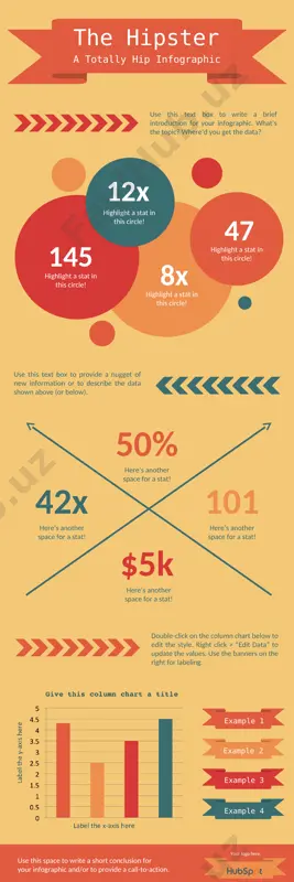 e to customize these templates. about these templates saving your infographic once your infographic is ready, you’ll need to save the powerpoint slide as an image. simply go to file  save as and select png (portable network graphics). saving the slide in png is an important aspect of your final product. the png format is the only file type that will give your infographics the high quality they need for publishing. you can upload your infographics right into your cms for your readers to see. need a new content management system? get started with a free demo of hubspot’s marketing software! >> https://www.hubspot.com/products/get-started?utm_source=offers&utm_campaign=ql-update_infographic-templates * the hipster use this text box to write a brief introduction for your infographic. what’s the topic? where’d you get the data? 50% here’s another space for a stat! 101 here’s another space for a stat! 42x here’s another space for a stat! $5k here’s …