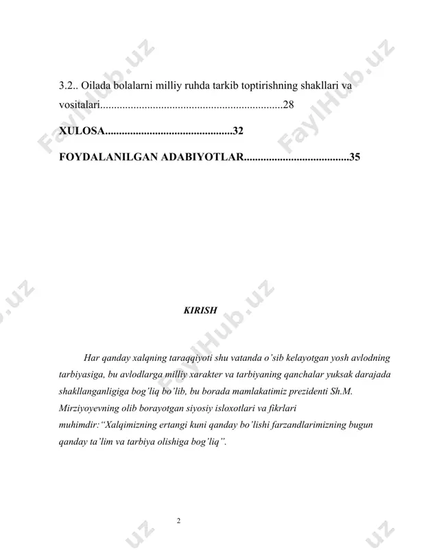 sh masalalariga alohida e`tibor bergan.chunki mustaqilligimizning uch tayanchi-mustaqil siyosat,iqtisodiy qudrat va xalq ma`naviyati bir-biri bilan chambarchas bog`liq bo`lib,ularning uyg`un rivoji ta`minlansagina o`zbekiston buyuk yurt sifatida jahon ham jamiyatida o`z munosib o`rnini topa oladi. o`zbekistonning buyuk kelajagini bunyod etish asosan bugungi yosh avlodning zimmasida ekan, ularni bilimli, madaniyatli, mehnatsevar, tashabbuskor, izlanuvchan etib shakllantirish hayot tajribasiga ega, qiyinchiliklarda toblangan yoshi ulug`larimiz, faxriylarimizning, shu bilan birga mazkur ishga da`vat etilgan tarbiyachilar, muallimlar, olimlarning va umuman barchaning asosiy vazifasi bo`lib qoladi. bu borada yoshlar tarbiyasi davlat siyosatining ustuvor yo`nalishlaridan biri hisoblanadi. yoshlar muammolari instituti, iste`dodlarni tanlash markazlarining tashkil etilishi yoshlarni ma`naviy va jismoniy shakllantirish, iqtidorli yoshlarni tanlash, rag`batlantirish borasida davlatimiz olib borayotgan siyosatning namunasidir. yurtboshimiz ta`kidlaganlaridek: “har bir insonnning, ayniqsa endigina hayotga qadam qo`yib kelayotgan yoshlarning ongiga shunday fikrni singdirish kerakki, ular o`rtaga qo`yilgan maqsadlarga erishish o`zlariga bog`liq ekanligini, ya`ni bu narsa ularning sobitqadam g`ayratshijoatiga, to`la-to`kis fidokorligiga va cheksiz mehnatsevarligiga bog`liq ekanligini anglab etishlari …