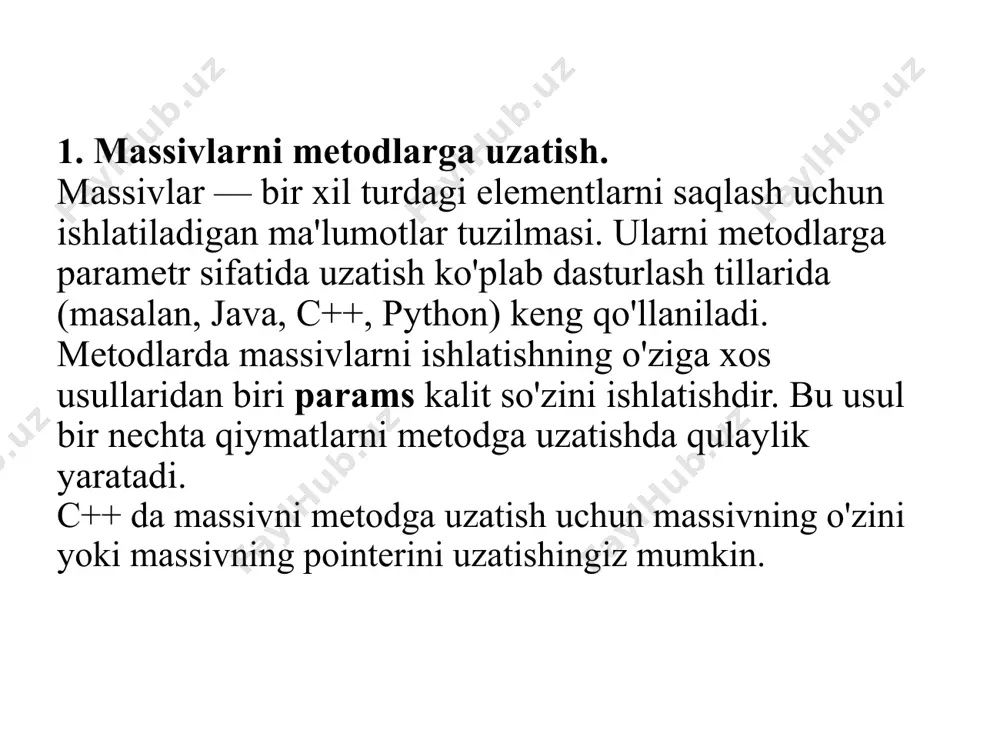 massivlarni ishlatishning afzalliklari - Page 3