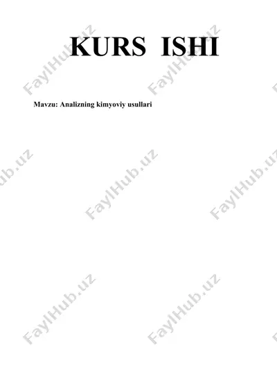 analizning kimyoviy usullari — DOCX