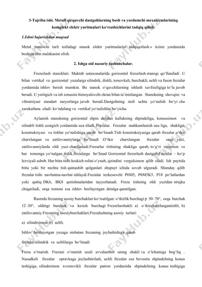 metall qirquvchi dastgohlarning bosh va yordamchi mexanizmlarining komplekt elektr yuritmalari — DOCX