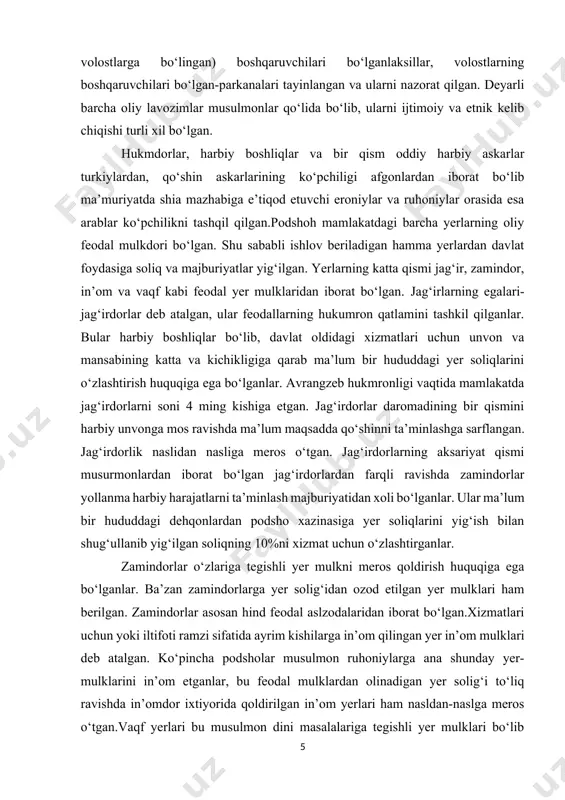 aqilligi va ularni tovar almashuvidagi o‘zaro munosabati, asosan, natural soliqlarni olishi turli ko‘rinishlagi kasta jamoalarini mavjudligi, jamoa nazorati ostidagi xizmat ko‘rsatish va hunarmandchilik tizimini biqiqligi bu hind qishlog‘i jamoasini asosiy belgilari edi.hind qishloq jamoalarining ijtimoiy tarkibi bir xil emas edi. ularning har birida turli huquq va majburiyatlarga ega bo‘lgan eng kamida 3 xil toifadagi aholii mavjud bo‘lgan ularning orqasida oila toifani jamoa yerlari va boshqa mulklarga egalik qilgan oilalar guruhi tashkil qilgan. qishloq kengashi boshqargan panchayatga jamoaning yer solig‘ini to‘lovchi dehqonlar kirgan va unga ishlovchi oqsoqoli «patel» rahbarlik qilgan. jamoa ma’muriyatining boshqa bir vakillik va boshliq mirzasi-«patvapi» edi. u jamoa yerlari bilan bog‘liq bo‘lgan hisob-kitob ishlarini yuritgan. oqsoqol (patel) va mirzo (kotib) (patvariy) mansablari avloddan avlodga meros o‘tgan. ular temirchi, duradgor, etikdo‘z, cho‘pon va x.k kabi kasbiy kastalarga kirganlar ular xizmatlar evaziga belgilangan miqdorida hosilning bir qismigaba’zan esa hatto yer mulklariga ega bo‘lganlar unda yer uchastkasiga egalik qilish va hunarmandchilikning …