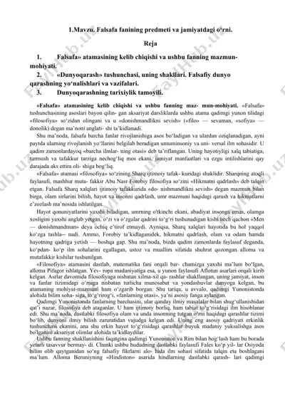 falsafiy dunyoqarash — DOC