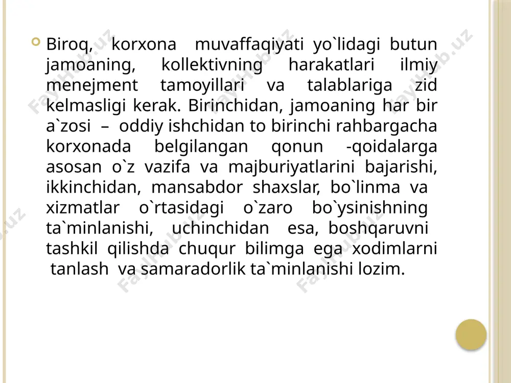 irish va boshqarishda muntazam hisobga olib borilishi lozim. kadrlar salohiyati bu korxona xodimlarining korxona oldida turgan ishlab chiqarish, fan-texnika va ijtimoiy-iqtisodiy vazifalarni o`z vaqtida va samarali bajarish imkoniyati va bir vaqtning o`zida qobiliyati hamdir. foydalanilgan adabiyotlar 1. o’zbekiston respublikasini yanada rivojlantirish bo’yicha harakatlar strategiyasi to’g’risida”gi o’zbekiston respublikasi prezidentining 2017 yil 7 fevraldagi pf-4947-sonli farmoni. 2. mirziyoev sh.m. buyuk kelajagimizni mard va olijanob xalqimiz bilan birga quramiz. – toshkent: “o’zbekiston” nmiu, 2017. – 488 b 3. n.q. yo‘ldoshev strategik menejment. o‘quv qo‘llanma 2010.-305b /docprops/thumbnail.jpeg