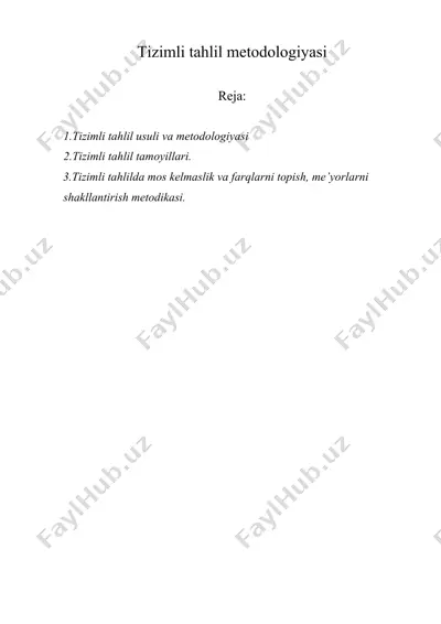 tizimli tahlil metodologiyasi — DOCX
