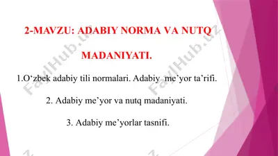 o‘zbek adabiy tilining normativ matni — PPTX