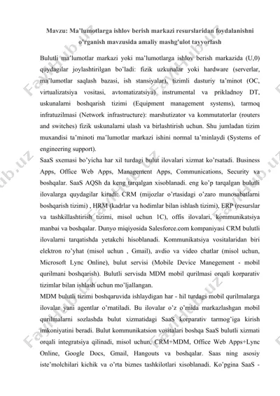bulutli ma’lumotlar markazi — DOCX