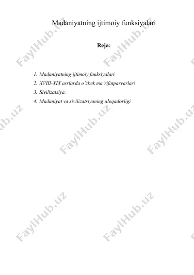 madaniyatning ijtimoiy funksiyalari — DOC
