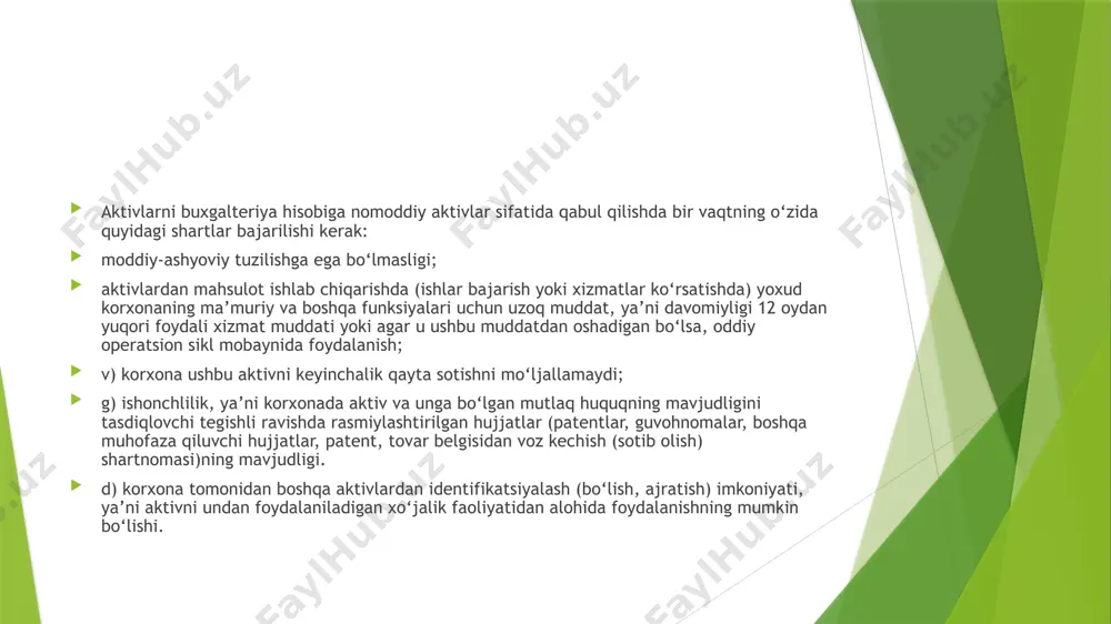 ol bozor oldi-sotdi obyektlari bir turda (bir xil) bo‘lgan va har qanday vaqtda bitimni amalga oshirishni xohlovchi manfaatdor sotuvchi va xaridorlarni topish mumkin bo‘lgan, shuningdek‚ narxlar haqidagi ma’lumotlar oshkor (hammabop) bo‘lgan bozor mutlaq huquq bu faqatgina huquq egasi tomonidan yoki uning roziligi bilan qonun hujjatlarida belgilangan tartibda uchinchi shaxsga berilishi mumkin bo‘lgan mulkiy huquq faoliyat turlariga mos ravishda tahlil ham operatsion, investitsion va moliyaviy faoliyat tahlili turlariga tarkiblanadi. operatsion tahlil – xo‘jalik yurituvchi subyektning daromad keltiruvchi asosiy faoliyati, shuningdek‚ subyektning investitsiya va moliya faoliyatiga oid bo‘lmagan o‘zga xo‘jalik faoliyati tahlilidir. operatsion tahlil – xo‘jalik subyektining moliyaviy natijalarining ishlab chiqarish xarajatlari va tushum hajmiga bog‘liqligidan iborat tahlil turidir investitsion tahlil – uzoq muddatli aktivlar va boshqa investitsiya obyektlarini sotib olish va sotishni tahlilidir. investitsion tahlil – investitsion faoliyat, uning samaradorligi va natijaviyligi bilan bog‘liq bo‘lgan tahlil turidir. moliyaviy faoliyat tahlili – xo‘jalik yurituvchi subyektning o‘z mablag‘i va qarz mablag‘lari miqdori va …