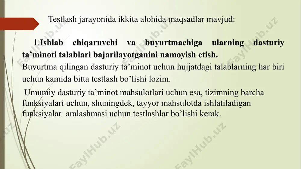 ladi. yangi funksiyalar esa qo’shilmaydi. bosqichdan chiqish dasturiy taminot haligacha ishlatiladi lekin uni hosil qilish uchun yangi o’zgartirishlar kiritilmaydi elolutsiya jarayoni dasturiy maxsulot evolutsiyasi quyidagilarga bog’liq: - saqlanib kelayotgan dasturiy maxsulotning turi - foydalanilayotgan qurilish jarayoni - loyihaga jalb qilingan ishchilarning tajribasi va qobilyati o’zgarishlar uchun takliflar tizim evolutsiyasi uchun asosiy hisoblanadi inedtifikatsiya va evolutsiyaning o’zgarishi tizimning butun hayot sikli mobanida davom etadi. evolutsiya va identifikatsiya o’zgarish jarayonlari amalga oshirishning o’zgarishi sakllantirilgan amalga oshirilgan va test qilingan sistemani takrorlantiradigan yaratilish jarayonining qaytishi(takrorlanishi). muhim farq shundaki amalga oshirish o’zgarishining birinchi bosqichi o’z ichiga dasturni tushunishni oladi. ayniqsa bu holathaqiqiy tizim tashkilotchilari amalga oshirishga javobgar bo’lmaganlaridasodir bo’ladi. dastruni tushunish bosqichi davomida siz dasturning tuzilish strukturasini, dasturga yaxshi tasir qiladigan o’zgartirishlarni qanday taklif qilishni va uning funksiyonalligini qanday taminlab berishni tushunishingiz shart. zarur o’zgarishlar talablari zarur o’zgarishlar dasturiy enginering jarayoning barcha bosqichlarida ham amalga oshirish shart bo’lmasligi mumkin jiddiy tizim xatosi normal amaliyot …