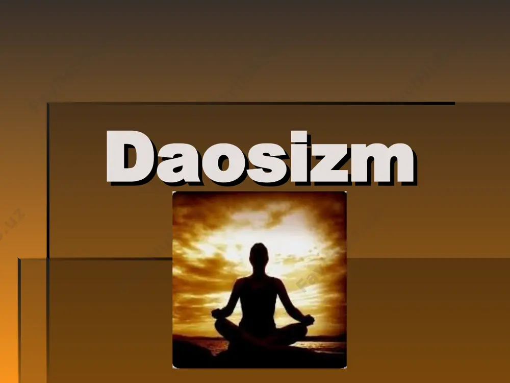 yonida o‘zini tinglashga harakat qilgan va o‘zi orqali dunyo tuzilishi maromini tinglash va unga erishishga harakat qilgan odam etishadi. daosizmda hayot mohiyati abadiylikka, o‘z ildizlariga qaytish deb tushuniladi. asosiy mohiyati daosizmning asosiy mohiyatlaridan biri bu dao va u bilan aloqador tabiat falsafasi hamda kosmogoniya masalalaridir. ikkinchi asosiy nuqta mavjudlik, hayot va o`limning nidbiyligi va uzoq yashash, abadiy hayotga erishishdir. “buyuk tenglik ta`limoti” mlodiy ii asrga kelib daosizm dinida yangi sektalar paydo bo`ldi. ulardan biri “taypindao” (buyuk tebglik ta`limoti) bo`lib, uning asoschisi chjan tszue hisoblanadi. xiii asrdan boshlab daosizm ta`limoti aniq asoslarga ega emasligi va ilk davrdagi yuksak ta`limotlarni turli hurofotlar bilan almashgani tufayli inqirozga yuz tuta boshladi.
