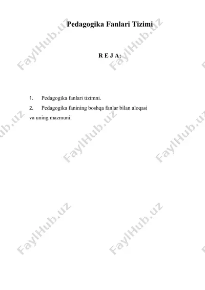 pеdаgоgikа fаnlаri tizimi — DOC