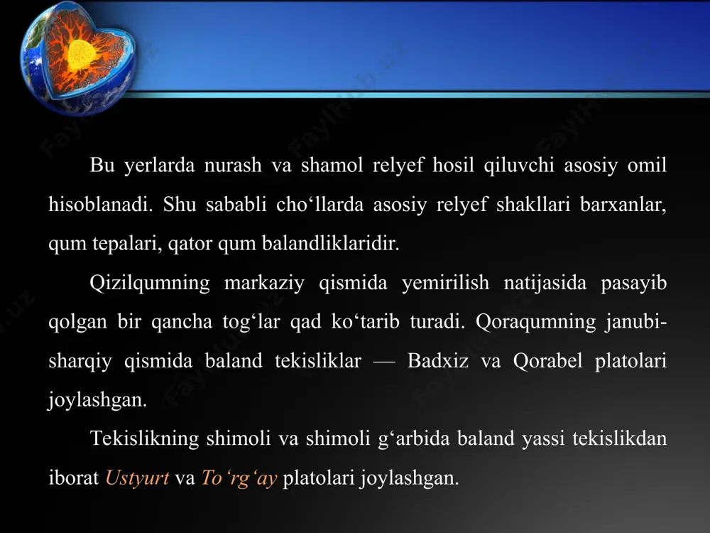 yer yuzasi tuzilishining asosiy xususiyatlari 7-sinf - Page 3