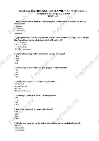 general psychology, develapmental psychology — DOCX
