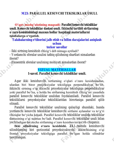 parallel kesuvchi tekisliklar usuli — PDF