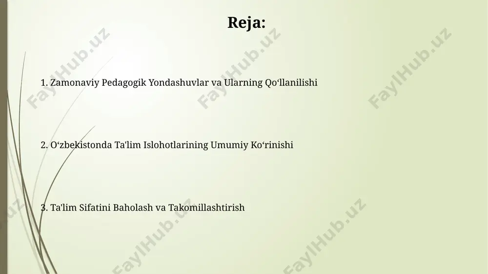 dan ortiq davlat bilan imzolagan taʼlim sohasidagi shartnomalari oʻquv dasturlarini modernizatsiyalash va pedagogik innovatsiyalarni joriy etishga koʻmaklashmoqda. 2023-yilda 10 ta xorijiy universitet bilan oʻzaro hamkorlik doirasida qoʻshma taʼlim dasturlari ishga tushirildi, bu esa talabalarga xalqaro standartlarga moslashish imkoniyatini beradi. oliy taʼlim tizimidagi oʻzgarishlar 2025 yilgacha oliy taʼlim tizimini raqamlashtirish dasturi doirasida kamida 10 ta universitetda onlayn taʼlim platformalari va masofaviy oʻqitish texnologiyalari keng qoʻllaniladi. oliy taʼlim muassasalarida 2020 yildan buyon 50 dan ortiq yangi yoʻnalish va ixtisosliklar ochilib, talabalarga zamonaviy kasblarni oʻzlashtirish imkoniyati yaratildi. inklyuziv taʼlim va maxsus ehtiyojli bolalar oʻzbekistonda inklyuziv taʼlimga oʻtish jarayoni 2017 yildan beri amalga oshirilmoqda va 2020 yilga kelib, 5000 dan ortiq maktablarda inklyuziv sinflar tashkil etilgan. maxsus ehtiyojli bolalar uchun qoʻshimcha yordam sifatida, 100 dan ortiq resurs markazlari faoliyat koʻrsatib, 15000 dan ziyod bolaga individual taʼlim dasturlarini taklif qilmoqda. taʼlim sifatini baholash va monitoring ta'lim sifatini baholashda 5 yillik davr uchun strategik reja mavjud …