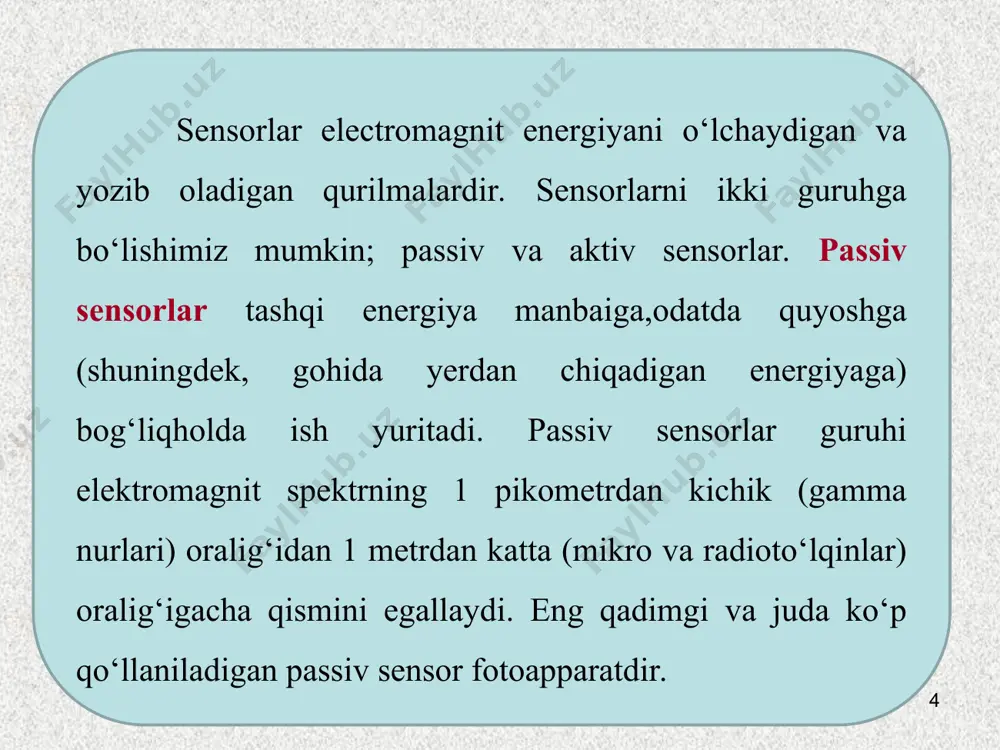 yerni masofadan zondlashda foydalaniladigan sensorlar va platformalar - Page 4