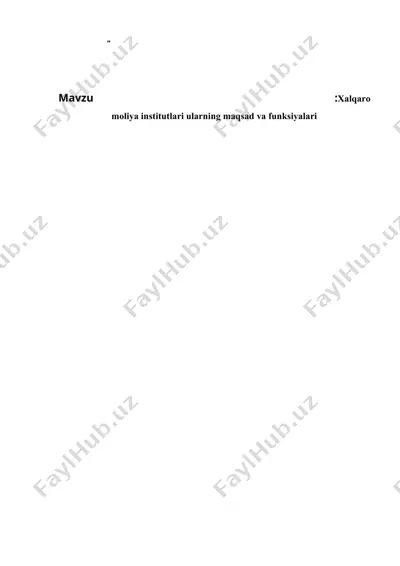 xalqaro moliya institutlari — DOCX