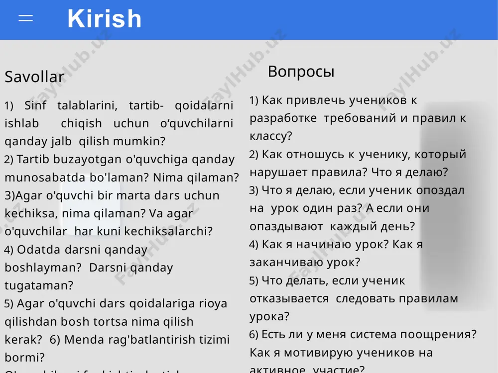 что у студентов достаточно времени, чтобы как следует изучить идеи помогайте учащимся работать вместе, делиться своими идеями с другими и ценить чужие идеи поощряйте учащихся к принятию собственных решений используйте разнообразные методы постановки вопросов и поощряйте учащихся придумывать собственные вопросы сделайте изучение естественных наук приятным и увлекательным savol - javob savollar? вопросы? e‘tiboringiz uchun rahmat! спасибо за внимание! qo‘shimcha ma‘lumotlar mukhammedov, e. (2018). is teacher talk bad? alt fl in uzbekistan, 3(12). wong, h.k. and wong, r.t. (1998). the first days of school : how to be an effective teacher. mountainview, california: harry k. wong publications image4.png image1.png image5.png image2.png image6.png image7.png image8.png image9.png image10.png image11.png image12.png image13.png image14.png image15.png image16.png image17.png image18.png image19.png image20.png image21.png image22.png image3.png