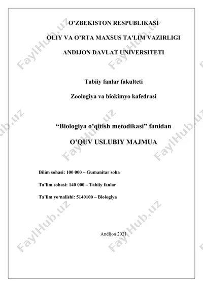 biologiya o’qitish metodikasi — DOCX