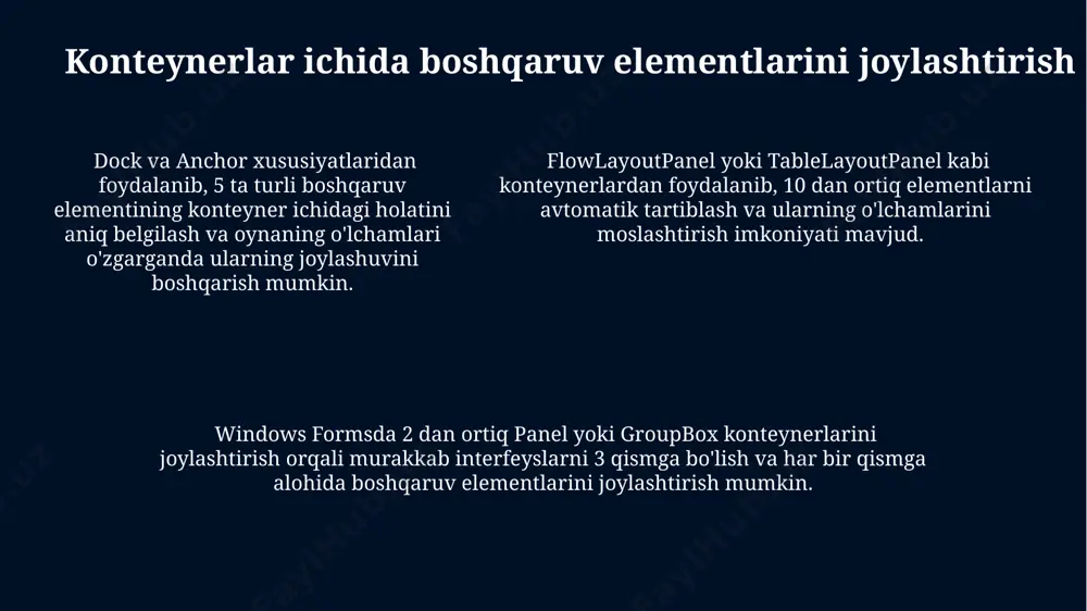 windows formsda konteynerlar bilan ishlash - Page 5