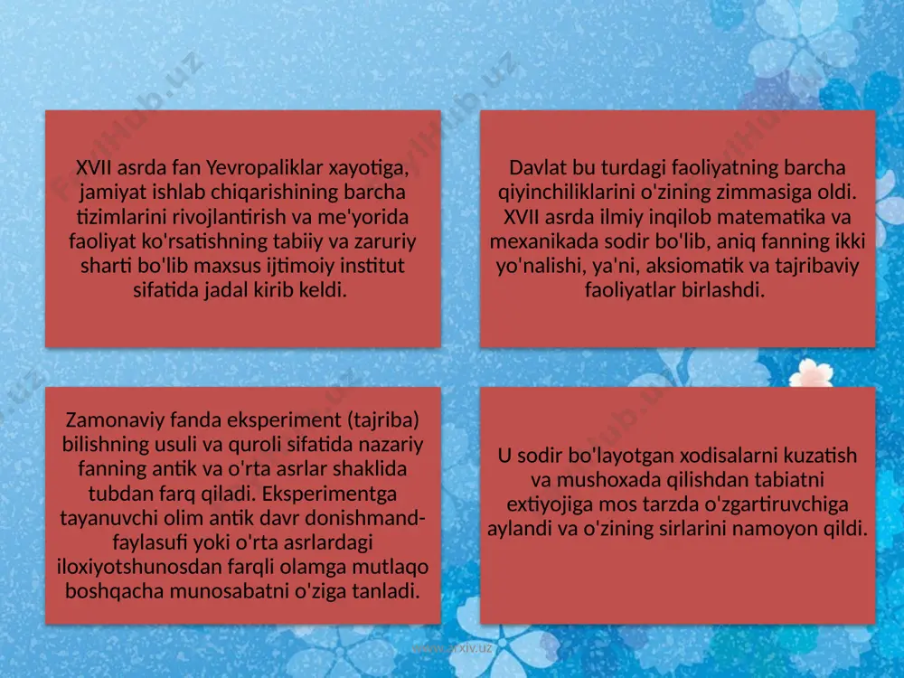 eksizligi «odatli», «umumiy» qimmatlar bilan, xaqiqiy ijod avvaldan ma'lum, mavjud namuna asosidagi «asarlar» yaratish va ishlab chiqarish (kinoseriallar, saez tv va adabiy asarlar) bilan almashinadi. www.arxiv.uz www.arxiv.uz xar bir inson ikki yo'ldan birini tanlamog'i yo iste'molchi tarzda oqim bilan suzmog'i, yoxud o'ziga, o'zligiga nisbatan talabchan bo'lib girdobdan chiqmog'i lozim. insoniyat tobora texnika taraqqiyoti va ommaviy kommunikatsiyaning sotsial va ekologik jixatdan nazoratga olish, bugungi odam ma'naviy qiyofasini bir xillashtirish (standartlash) ga qarshi jiddiy to'siq qo'yish zaruriyatini anglamoqda. ushbu masalani o'ta keskinligiga e'tiborni qaratish, mavjud muammolarning yechim yo'llarini belgilashda 1990 yillarda bmt-bosh assambleyasi e'lon qilgan madaniyatning umumjaxon o'n yilligi muxim bosqich bo'ldi. «o'n yillik» ning asosiy maqsadi- iqtisod va texnika tezkor rivojlanayotgan xozirgi davrda umuminsoniy madaniy qadriyatlarning birinchi darajali axamiyatini tiklashdan iborat bo'lib, bunda quyidagi vazifalarni xal etish masalasi amaliy qo'yildi: barcha tomonidan taraqqiyotni madaniyat yuksalish muximligini tan olish, moddiy ishlab chiqarish bilan ijodkorlikning aloqadorlik yo'llarini belgilash, madaniy o'ziga xoslik va madaniyatlar …