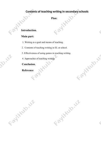 contents of teaching writing in secondary schools — DOC