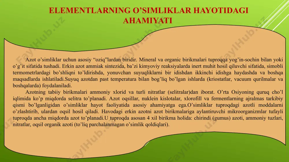 azotning o’simliklar hayotida tutgan o’rni - Page 4