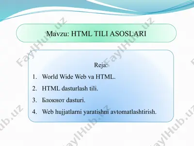 html tili asoslari — PPTX