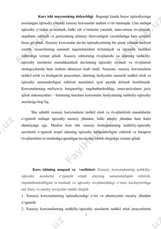 oʼtish ehtimoli pastligidan dalolat beradi. markaziy osiyo mamlakatlarida mehnat bozori malakalari tuzilmasi quyi malakali ishlardan oʼrta malakali kasblarga oʼtish kabi sezilarli tarkibiy oʼzgarishlarni boshdan kechirdi. shu oʼrinda, qozogʼiston quyi malakaga ega ishchi kuchi ulushini sezilarli darajada qisqartirganligi va yuqori malakali ishchilar sonining ortishi malaka tuzilmasi jihatidan boshqa mamlakatlardan ustun keldi, oʼzbekiston, qirgʼiziston va tojikistonda esa yuqori malakali ishchi kuchi ulushi deyarli oʼzgarmadi. covid-19 pandemiyasi kuchaytirgan raqamli oʼtish isteʼmolchilarning xohish-istaklarini avtomatlashtirish tomon butunlay oʼzgarishiga olib keldi. sogʼliqni saqlash va taʼlim, аkt mutaxassislari, fan va muhandislik mutaxassislari kabi koʼp bilim talab qiladigan kasblar raqamli oʼtish natijasida qisqarish ehtimoli past boʼlgan bir paytda, maxsus koʼnikma va mahorat talab qilmaydigan quyi malakali ishlar yoʼqolib ketishi mumkin. 2-modda. xususiy korxona to‘g‘risidagi qonun hujjatlari:xususiy korxona to‘g‘risidagi qonun hujjatlari ushbu qonun va boshqa qonun hujjatlaridan iboratdir. 3-modda. xususiy korxona:mulkdor yagona jismoniy shaxs tomonidan tuzilgan va boshqariladigan tijoratchi tashkilot xususiy korxona deb e’tirof etiladi. xususiy korxona tadbirkorlik subyektlarining …