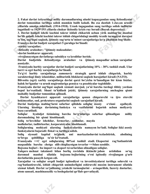 dan banklarga, reklama agentliklariga, buxgalteriya firmalariga xam tegishlidir. albatta, fakat milliy bozorlarga ixtisoslashgan korxonalar amal qiladilar, lekin tadbirkorlarni nazarda tutish kerakki, muvaffoqiyatli faoliyat yuritish uchun biznesni keng miqyosda yo‘lga qo‘yishi kerak. 1990 yillarda kompyuter va telekommunikatsiya texnologiyalari rivojlanib, moliyaviy qaror qabul qilish jarayonini keskin o‘zgartirib yubordi. asosiy kompaniyalar lokal setkalar bilan, iste’molchi va yetkazib beruvchilar kompyuterlari bilan bog‘langan personal kompyuter tizimi bilan ta’minlangan, bu moliyaviy menedjerga uni qiziqtiruvchi axborotlarni olish va ratsional qaror chiqarishga imkon beradi. moliyaviy menedjmentning korporatsiyaning pul fondlarini safarbar qilish va ulardan foydalanish bo‘yicha asosiy vazifasi korporatsiyaning real aktiv va passivlarini maksimallashtirishdan iborat. moliyaviy menedjmentning quyidagi muhim masalalari katta ahamiyatga ega. 1. korparatsiya faoliyatining moliyaviy tomonini rejalashtirish va prognozlash; 2. katta mablaglarni investitsiyalash jarayonida maksadli qarorlarni qabul qilish; 3. korporatsiyaning moliyaviy faoliyatini uning barcha xizmatlari bilan muvofiqlashtirish; 4. moliya bozorida qo‘shimcha kapitalni safarbar qilish, xususiy aksiya va obligatsiyalarni realizatsiya qilishga oid yirik operatsiyalarni o‘tkazish. milliy va trasmilliy …
