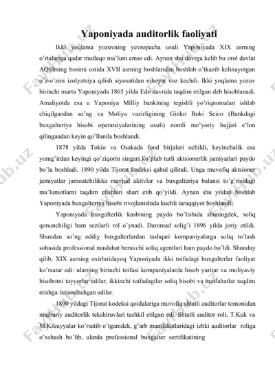 yaponiyada auditorlik faoliyati — DOCX