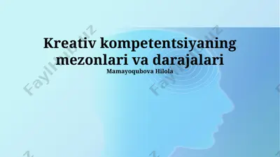 kreativ kompetentsiyaning mezonlari va darajalari — PPTX