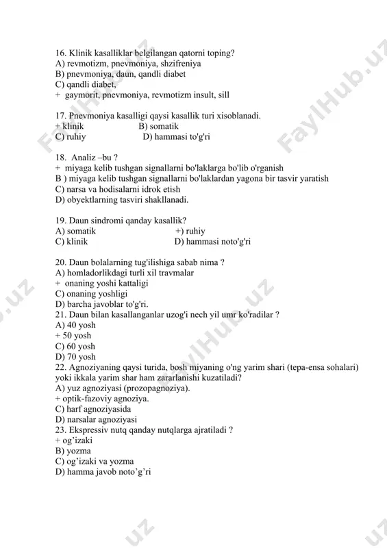 ruhiy kasallik 25.ʼʼnevrozning fundamental nizosi shaxsning mos kelmaydigan himoya tendensiyalari oʻrtasidagi qarama-qarshilikning natijasidirʼʼ degan tushunchani kim kiritgan? a) ernst von feuchtersleben b) karl fridrix kanstatf c) uilyam kallen + karen xor
