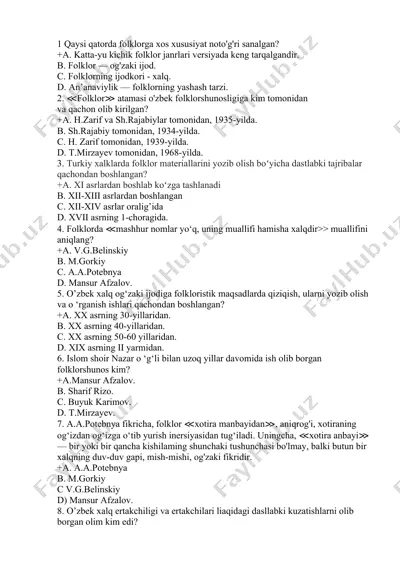 o'zbek folklori — DOCX