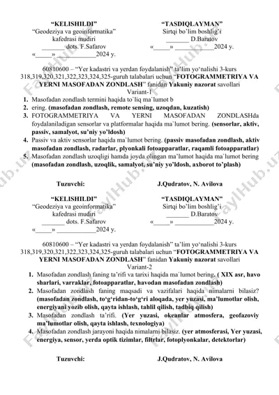 yer kadastri va yerdan foydalanish — DOCX