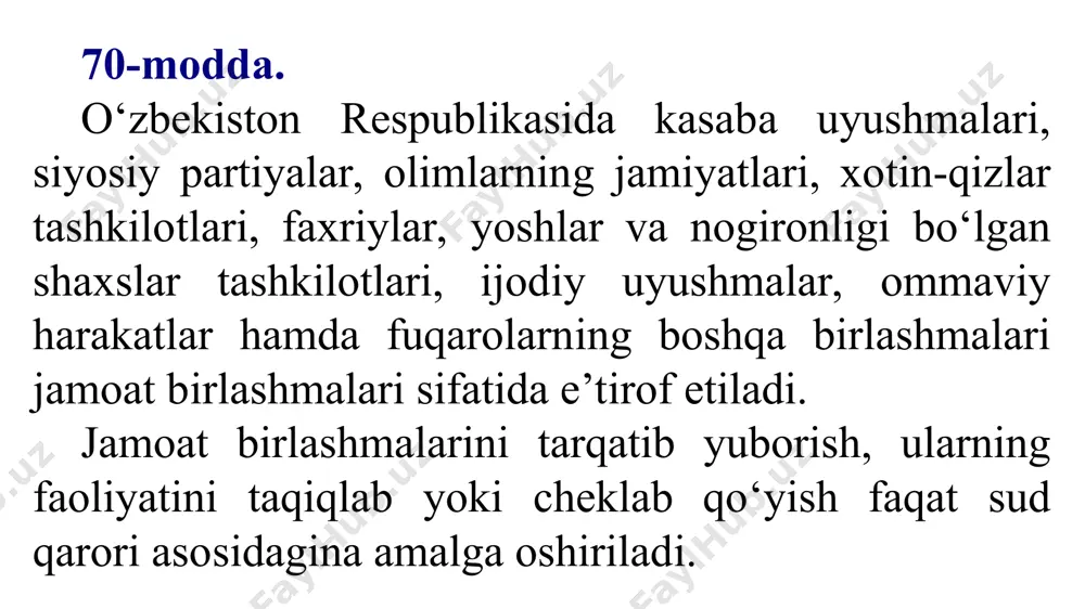 o‘zbekistonda jamoat birlashmalari faoliyatining konstitutsiyaviy asoslari - Page 5