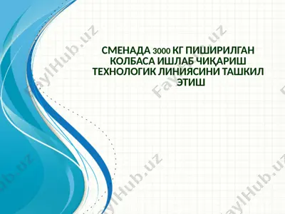 pishirilgan kolbasa ishlab chiqarish texnologik liniyasi — PPTX