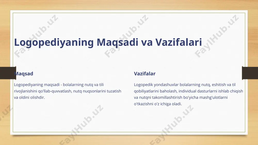 7 xulosa va keyingi qadamlar logopediya bolalarning nutq va til rivojlanishini qo'llab-quvvatlashda muhim rol o'ynaydi. agar siz bolangizning nutq rivojlanishida muammolarni sezsangiz, mutaxassisga murojaat qiling. 8 image7.png image8.png image9.png image10.png image11.png image12.png image13.png image14.png image15.png image16.png image17.png image18.png image19.png image3.png image4.png